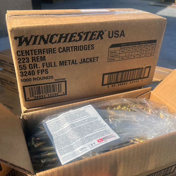 Winchester USA 223 55 gr. FMJBT 1000 rnd BULK PACK